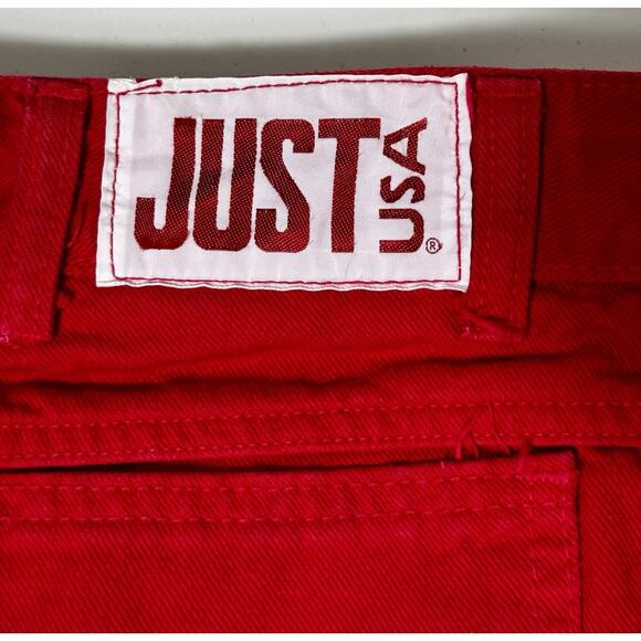 Rare 90 JUST USA Red High Waist Straight Leg Jeans Sz 9 ~ 27” Waist Made in USA - Picture 2 of 12